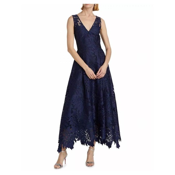 blue laser cut dress Open-Back Sheer Corset Tight Navy Blue Long Prom Dress Navy Blue / 00 main image 1
